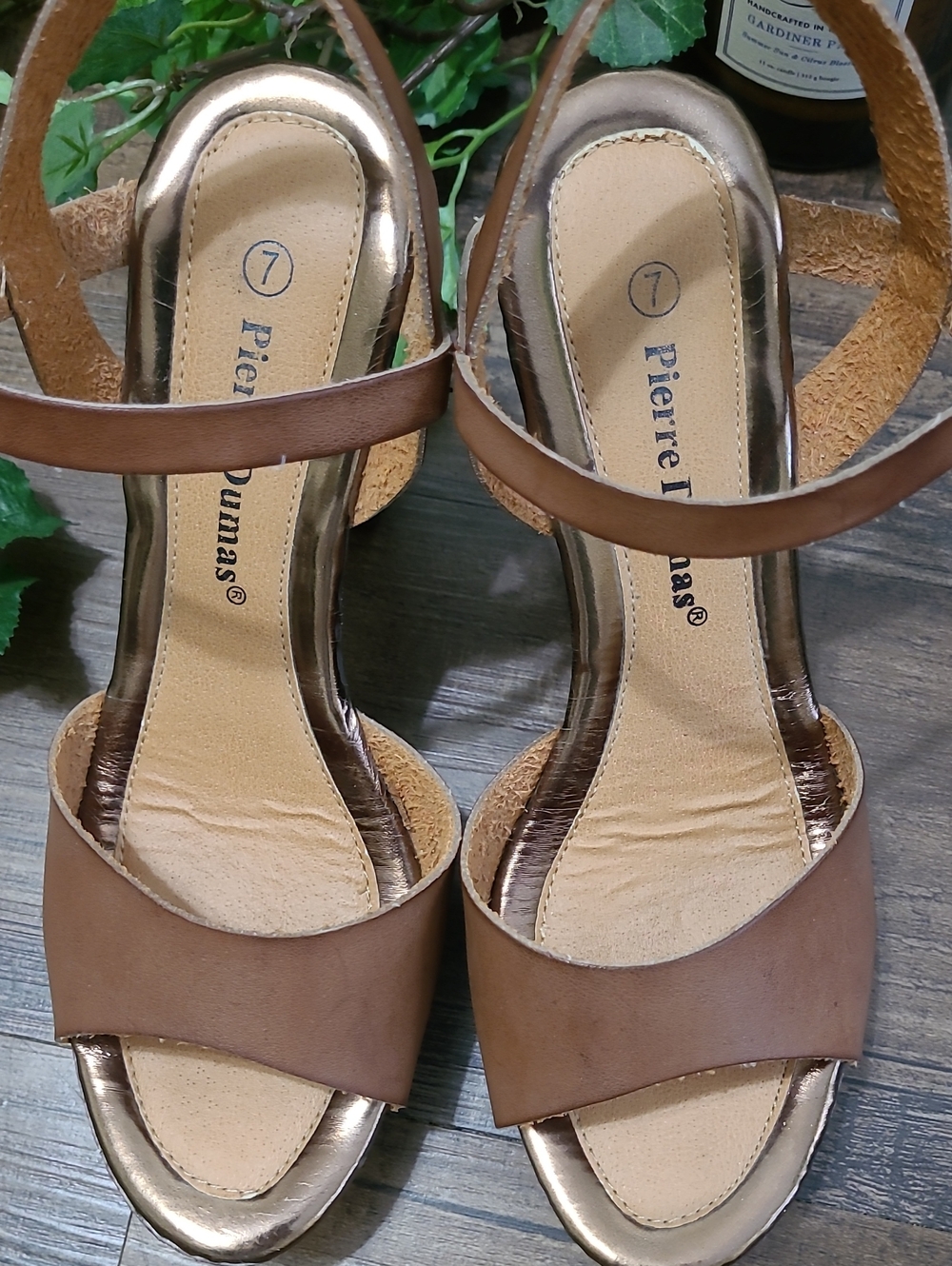 Brown Leather Platform Heels - Picture 4 of 11